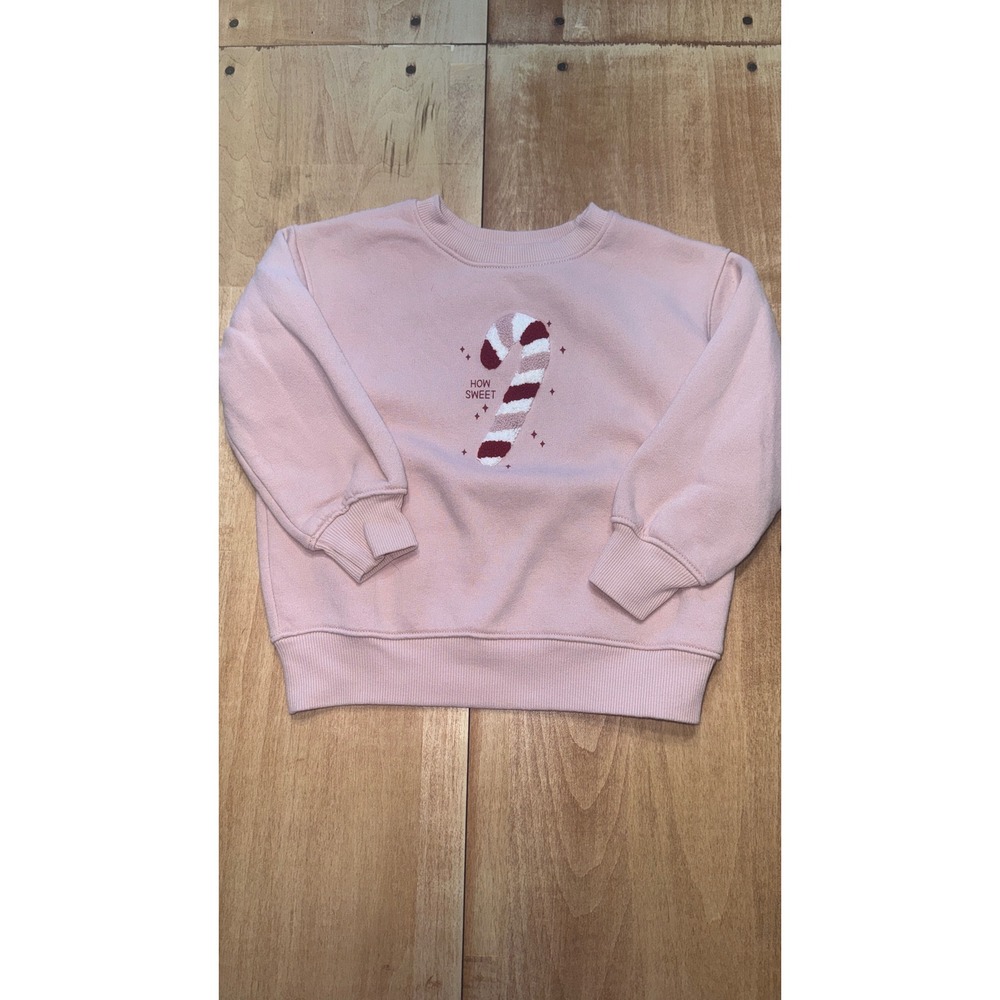 Cat Jack Pink Candy Cane Sweatshirt Kids Size 3T Holiday Christmas‎